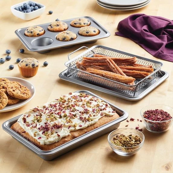 Bakeware Nonstick Baking Pans Toaster Oven Pan Set, 4 Piece - Gray