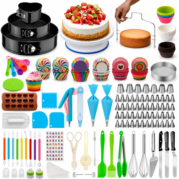 Bakeware Set 493-Piece Kit with Springform Pans and Decorating Supplies