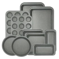 Bakeware Set Baking Pan Set Non-Stick Kitchen Oven Round/Square Cake Pan, Muffin Pan, Baking Pan, Cookie Sheet Set Baking Supplies Christmas GREY Snowflake Pattern