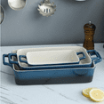 thumbnail image 1 of Bakeware Set, Ceramic Baking Dish, Rectangular Baking Pans Set, Casserole Dish for Cooking, Cake Dinner, Kitchen, 12 x 8.5 Inches, 3-Piece (Gradient Blue), 1 of 6
