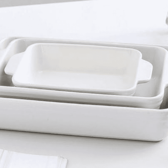 Bakeware Set, Ceramic Baking Dish Set, Rectangular Casserole Dish Set, lasagna Pan, Baking Pans Set for Cooking, Cake Dinner, Kitchen, 9 x 13 Inches, 3-Piece (Set of 3, White)