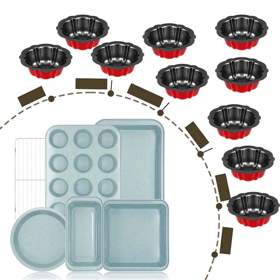 Bakeware Sets, 6pcs Pans Set 10Pcs Mini Cake Pans