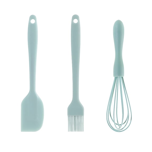Bakeware Silicone Kitchenware Set for Holiday Baking Includes Spatula Whisk and Basting Brush for Halloween Christmas and Thanksgiving, 20cm, Mint Green