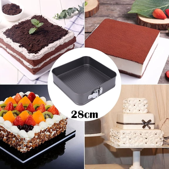 Square Springform Cake Pan Non Stick Metal Bakeware with Secure Clip and Removable Bottom for Effortless Baking