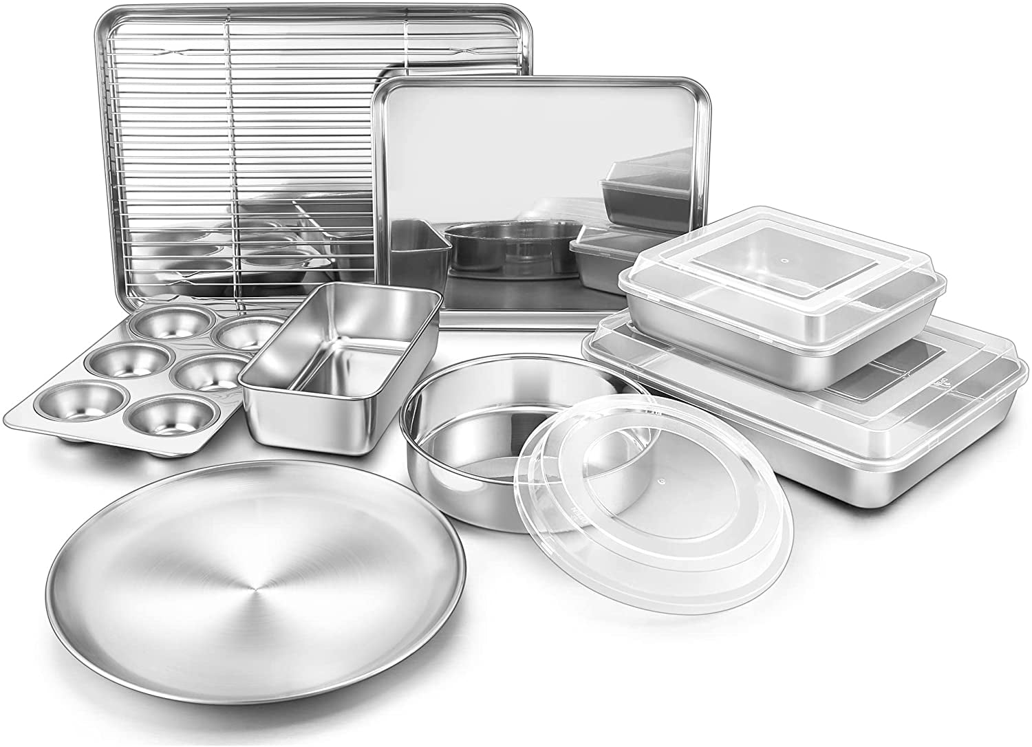 Bakeware, Stainless Steel Bakeware Sets with lids, Baking Sheet with
