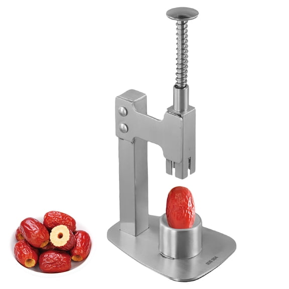 Bakeware Tools Stainless Steel Pitter for Cherries Olives Dates Grapes Jujubes—Portable Fruit Corer Remover for Easy Pitting, 3.74×7.32 inch, Silver