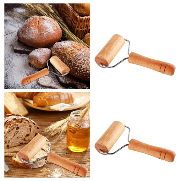 Bakeware Wooden Rolling Pin Non-Stick Dough Roller for Dumplings and Bread Making Kitchen Tool for Even and Flaky Texture, 7.09×3.74 inch, Beige