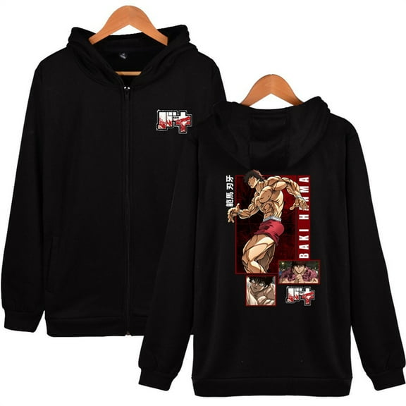 Baki Hanma Zipper Hoodies Anime Zip up Sweatshirts Casual Long Sleeve Fashion Jackets