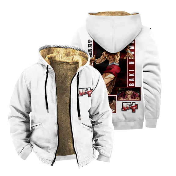 Baki Hanma Zipper Hoodies Cosplay 3D Jackets Men Women Thick Sweatshirt Harajuku Coat