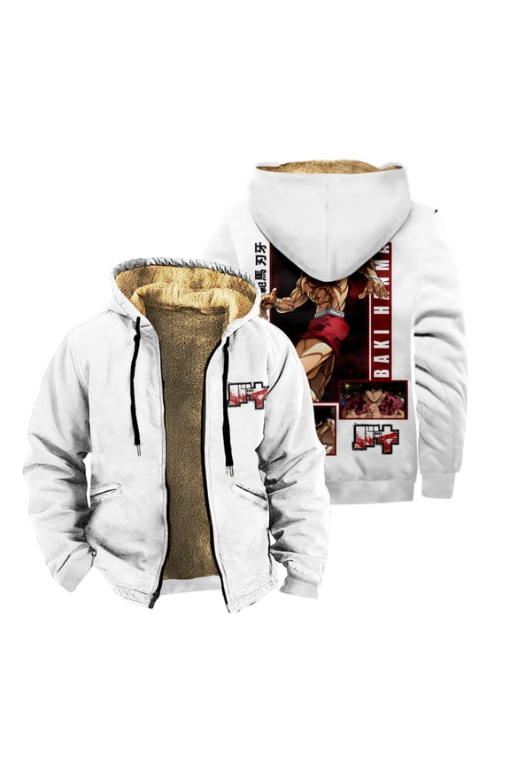 Baki Hanma Zipper Hoodies Cosplay 3D Jackets Men Women Thick Sweatshirt Harajuku Coat