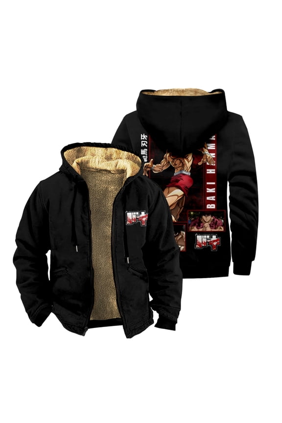 Baki Hanma Zipper Hoodies Cosplay 3D Jackets Men Women Thick Sweatshirt Harajuku Coat