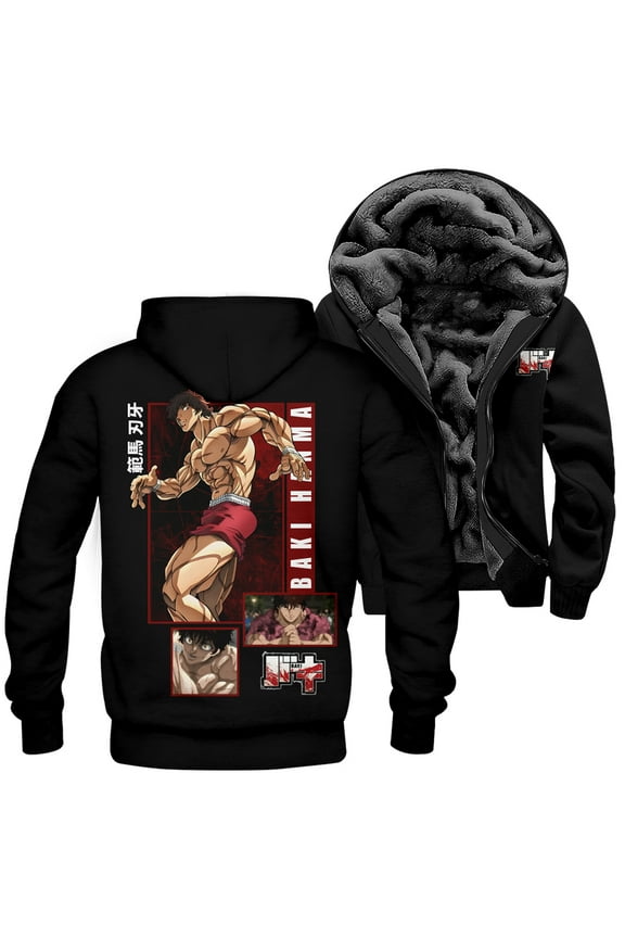 Baki Hanma Zipper Hoodies Men Womens Coat Harajuku Jacket Parkas Winter Sweatshirt