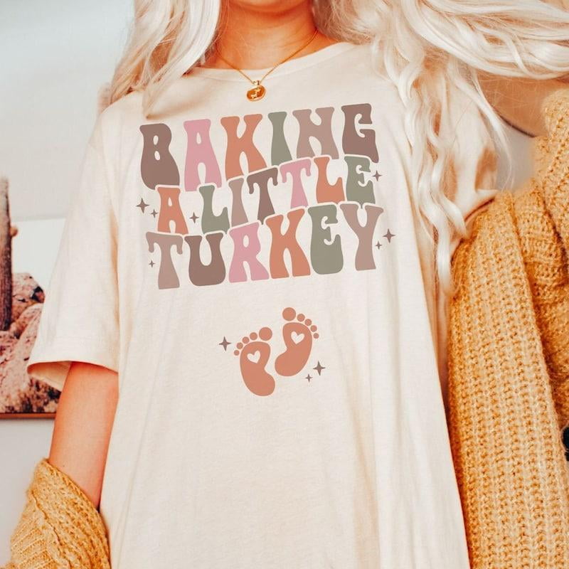 Baking A Little Turkey T . Thanksgiving Pregnancy Announcement . Fall