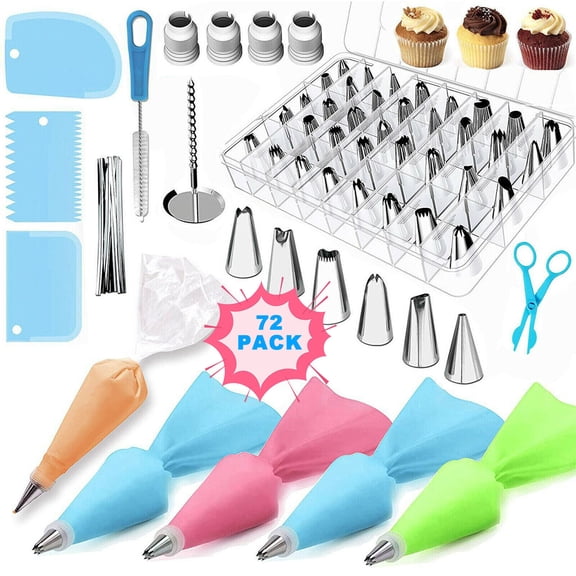 Baking And Pastry Tool Kit 72 Pcs Cake Decorating Tools, Cake Baking Supplies for Beginners and Cake Lovers