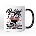 thumbnail image 1 of Baking Because Murder Is Wrong Anti-Valentine Personalized Mug, Funny Retro Kitchen Gift with Custom Name, 1 of 5