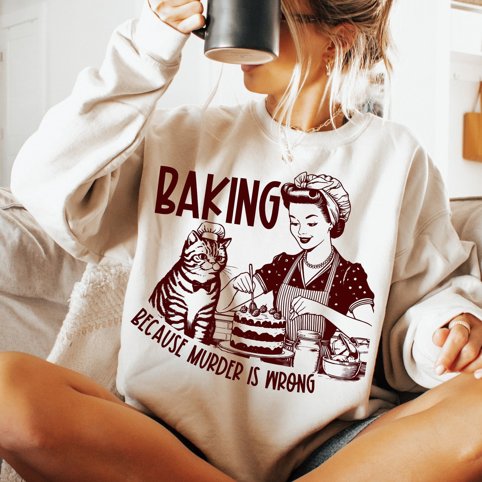 XVBCDFG Targa in metallo vintage con scritta Baking because Murder is Wrong, decorazione da parete per casa, cucina, bar, 20 x 29 cm