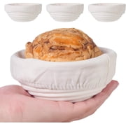 Banneton Bread Proofing Basket Set of 4, with Cloth Lining, Mini Banneton Basket Proofing Baskets for Sourdough Bread Baking 5 Inch, Traditional Sourdough Bread Basket, Home Baking Tools