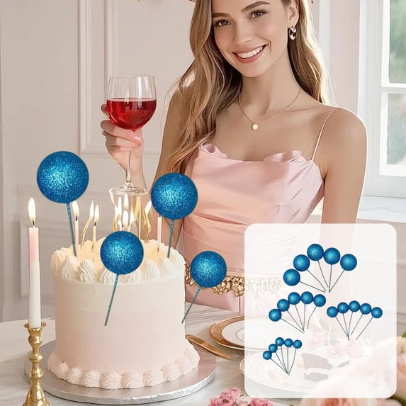 Baking Cake Decorations Colorful Foam Balls and Glitter Balls Birthday Party Toppers 20-Piece Set with Assorted Sizes and Colors, Size Range 0.79-1.57in