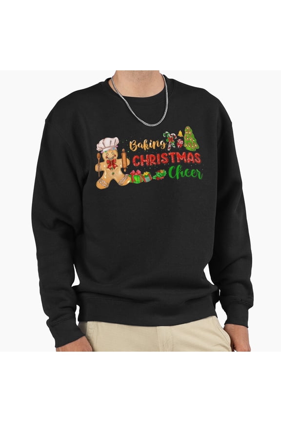 Baking Christmas Cheer Gingerbread Retro Vintage Funny Graphic Aesthetic Unisex Sweatshirt G33851, Up to Size 5XL