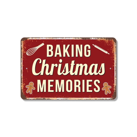Baking Christmas Memories 8 Inch x 12 Inch Novelty Plastic Sign Flour Sugar Magic Durable Weatherproof UV Protected Perfect for Kitchens Classrooms Bakeries Fun Gift for Families