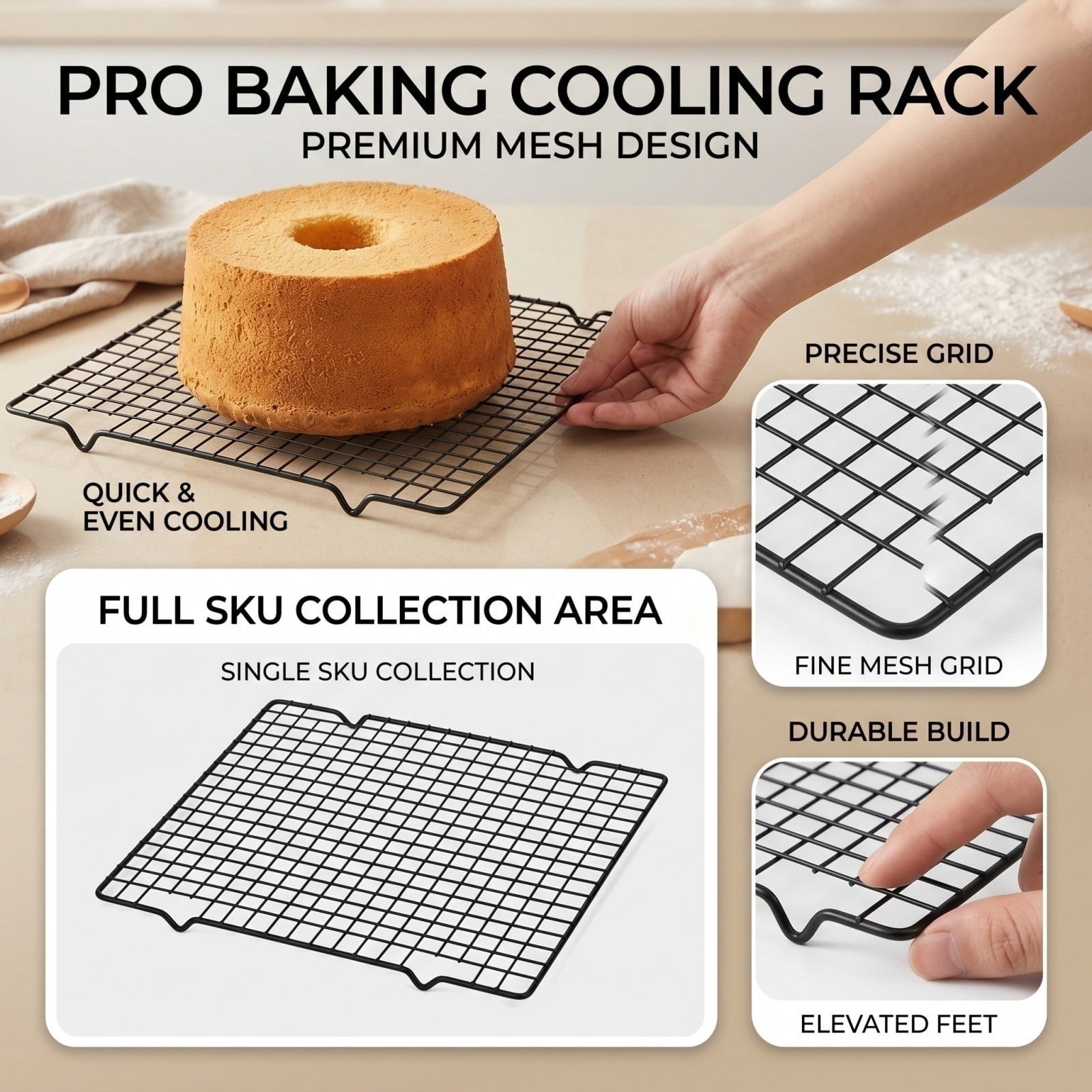 Baking Cooling Rack | Non-Stick Rectangular Wire Rack for Baking Sheet ...