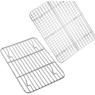 Half Sheet Baking Pan with Rack Set, E-far 18”x13” Cookie Sheet for Oven,  Rimmed Stainless Steel Tray with Wire Cooling Rack for Cooking Roasting