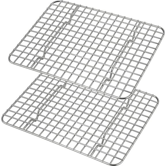 Baking Cooling Rack Set of 2 Stainless Steel Non-Stick Heavy Duty Wire Oven Safe Roasting Rack Cooking Grill Tray for Biscuit Cake Bread-8.75" x 6.25"