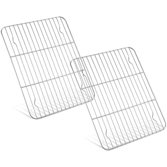 Baking Cooling Racks Set of 2, Stainless Steel Cooling Rack, Cookie Racks, Rectangle 7.87" x 11.02", Fit Quarter Sheet Pan, Cooking Racks for Toaster Oven, Frying, Roasting - Oven & Dishwasher Safe