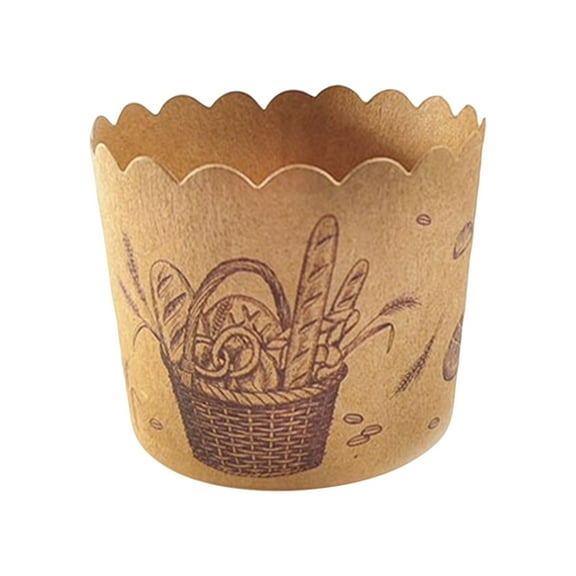 Baking Cups For Muffins, Small Brown Kraft Paper Baking Cups With Wheat Bread Design, Oven Safe Paper Liners For Home Baking, 50 Count