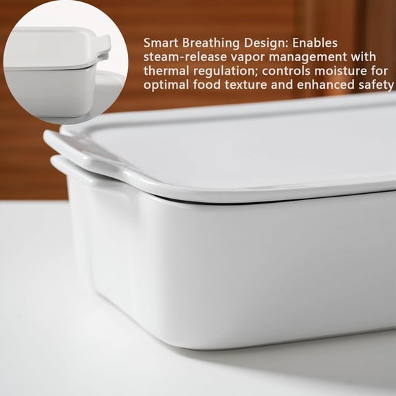 Baking Dish, 9x13 White Casserole Dish with Lid, Ceramic Baking Dish for Oven, 4.5 Quarts Lasagna Pan, Oven Safe Ceramic Bakeware$$Home Decor, Kitchen, & Other