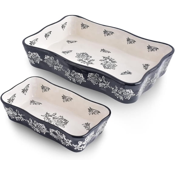 Baking Dish Casserole Dish Ceramic Lasagna Pan 2-Pcs Bakeware Sets Baking Dishes Baking Set Baking Dish Set