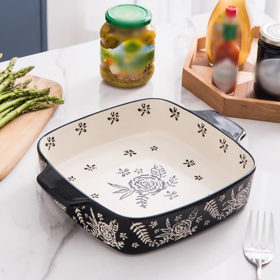 Baking Dish Ceramic Brownie Pan 9x9 Baking Pan Casserole Dish Lasagna Pan Square Rose Dish Pan Bakeware Sets