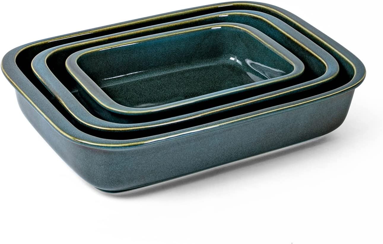 Baking Dish Set of 3, Ceramic Casserole Dishe Set, Deep Lasagna Pans 9