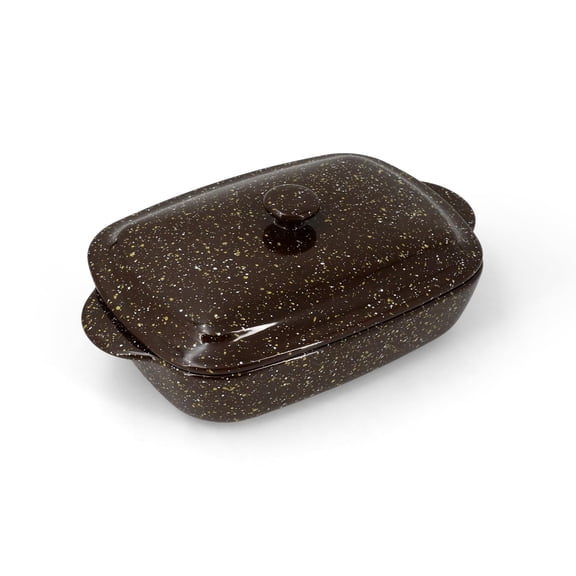 Baking Dish With Lid & Handles Oven Safe To 450°f (brown 1 Qt)