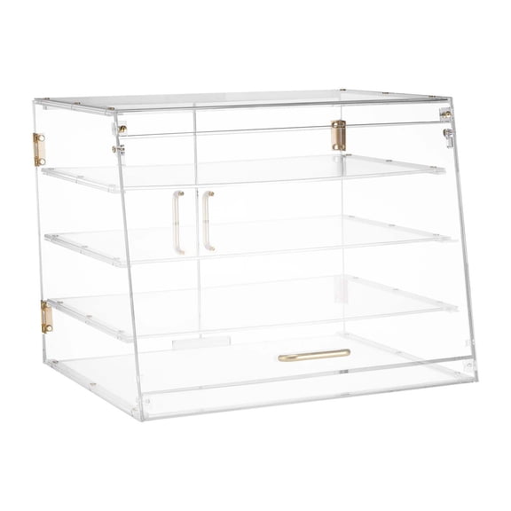 Baking Display Case 4-Tier 20.9"x17.1"x16.3" Countertop, Clear Acrylic Bread Box with Back Door for Pastry Donuts