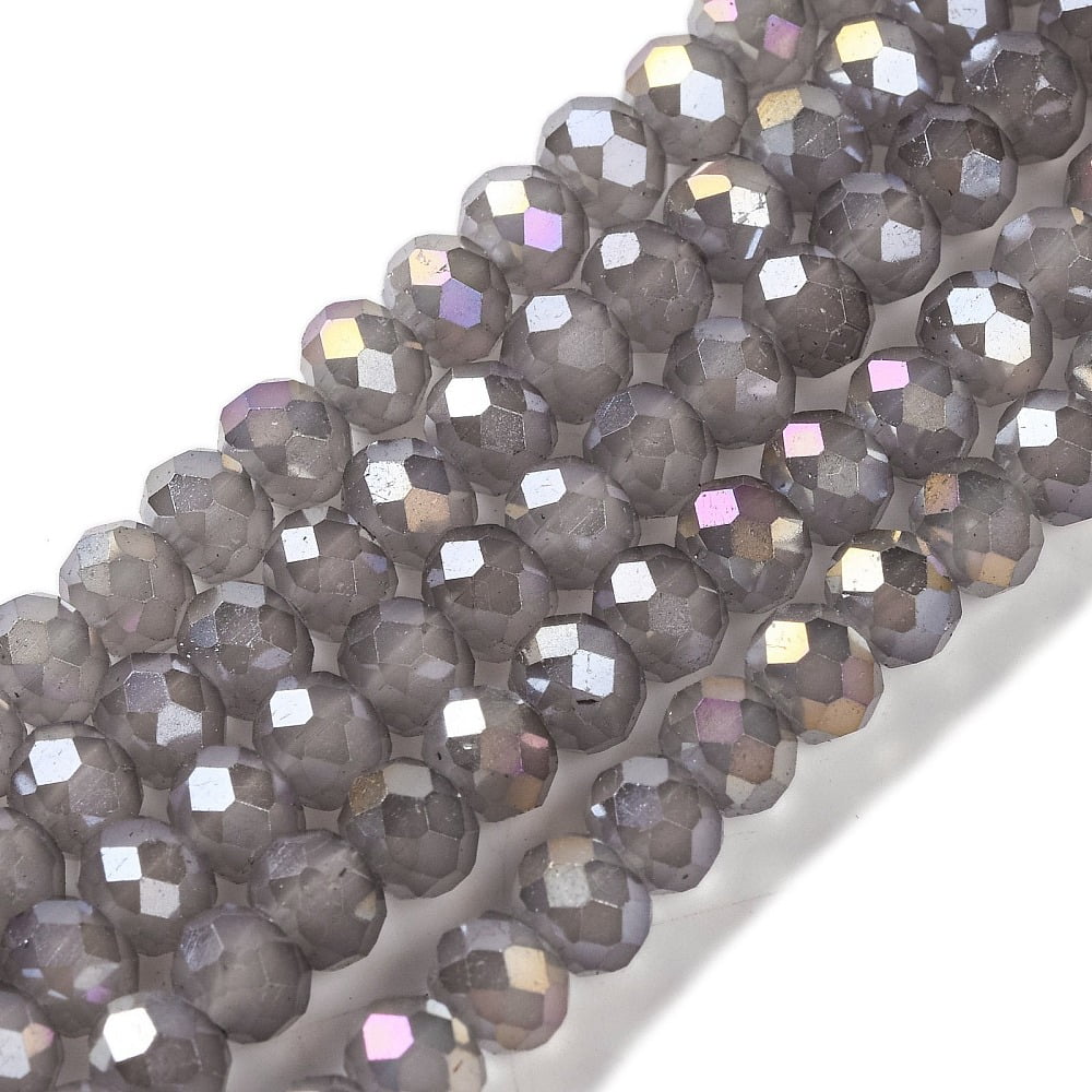 Baking Electroplate Glass Beads Strands AB Color Faceted Rondelle Gray 8x6mm Hole: 1mm about 60~62pcs/strand 15.75''(39~40cm)