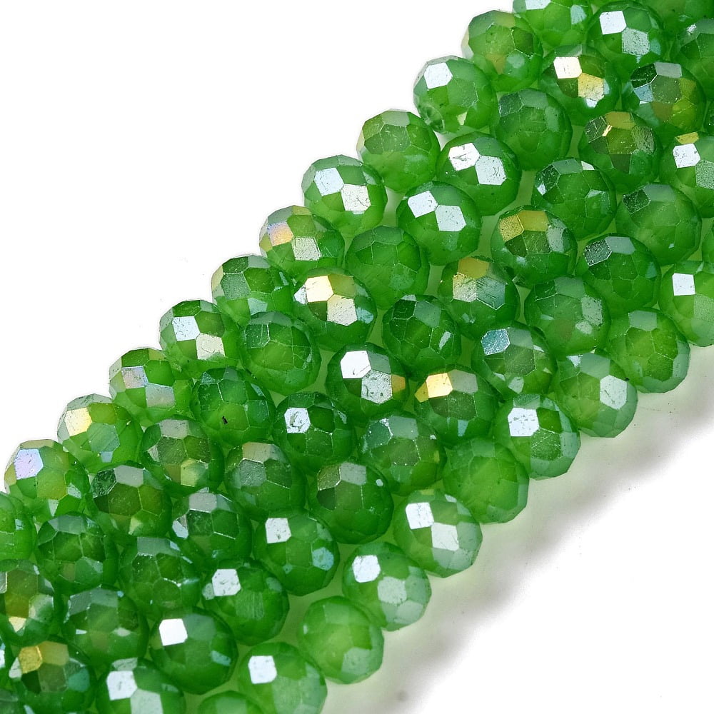 Baking Electroplate Glass Beads Strands AB Color Faceted Rondelle Green 6x5mm Hole: 1mm 80~85pcs/strand 38~40cm