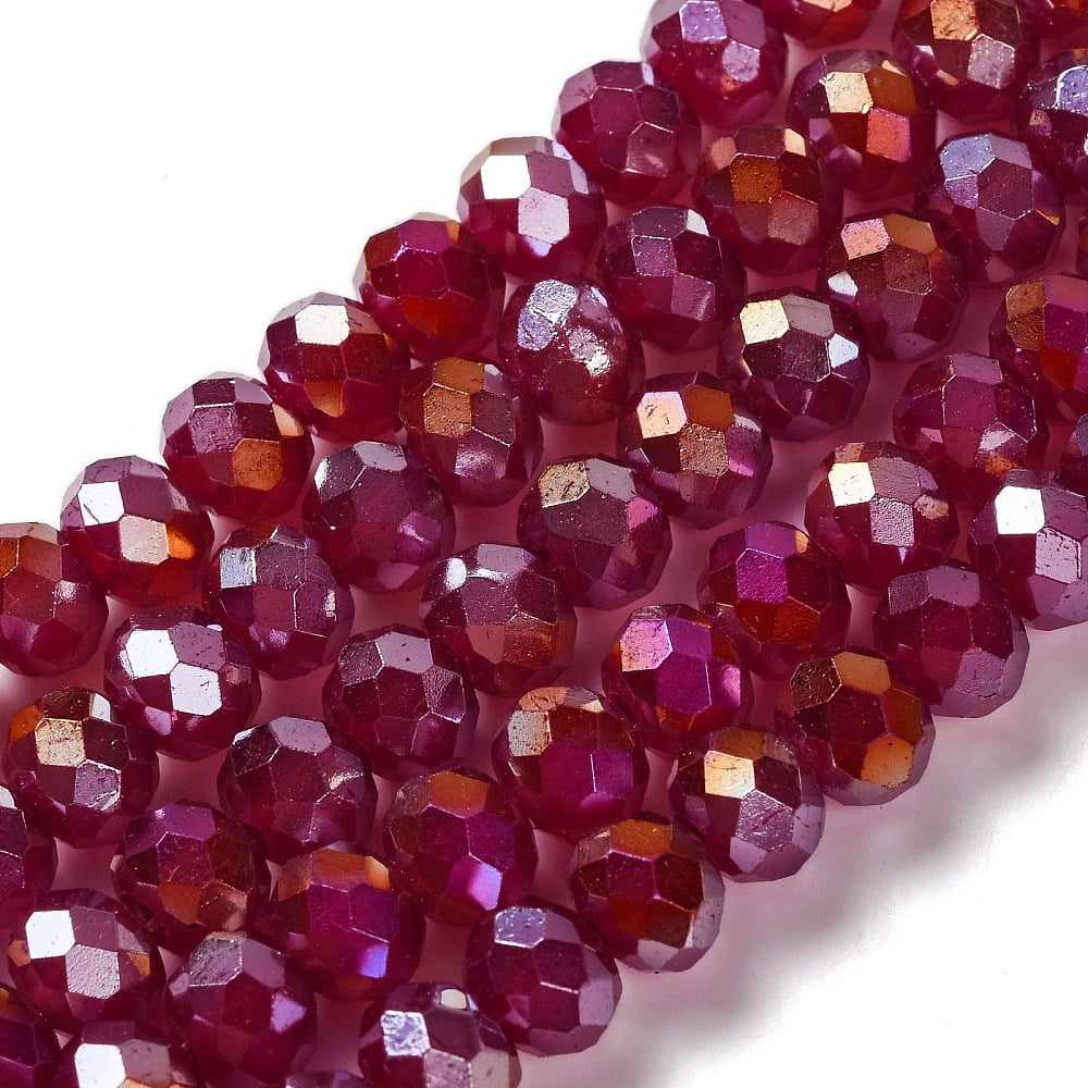 Baking Electroplate Glass Beads Strands AB Color Faceted Round Dark Red 10x8mm Hole: 1mm about 63~65pcs/strand 18.90''(48~50cm)