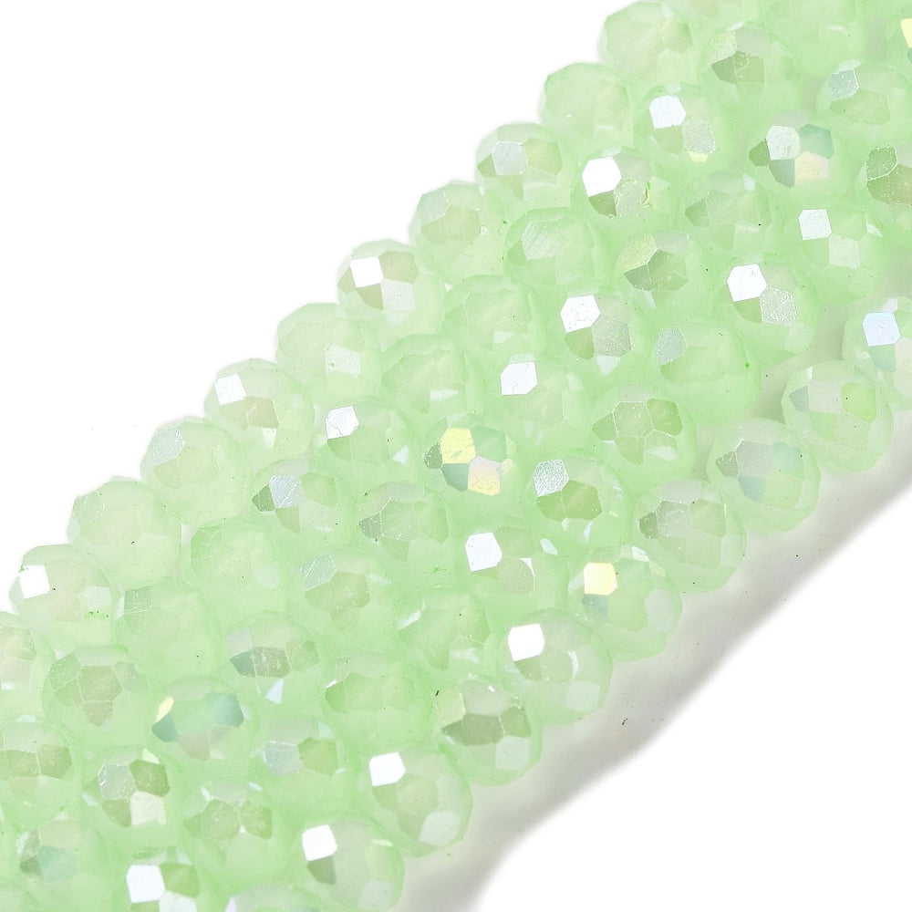 Baking Electroplate Glass Beads Strands AB color Faceted Round Pale Green 10x8mm Hole: 1mm 60~61pcs/strand 46~48cm