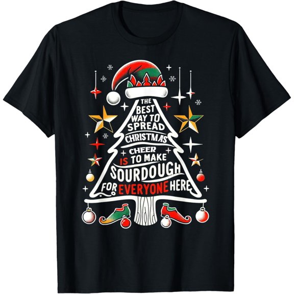 Baking Enthusiast Sourdough Starter Christmas Outfit T-Shirt men and women can wear, black, white, gifts