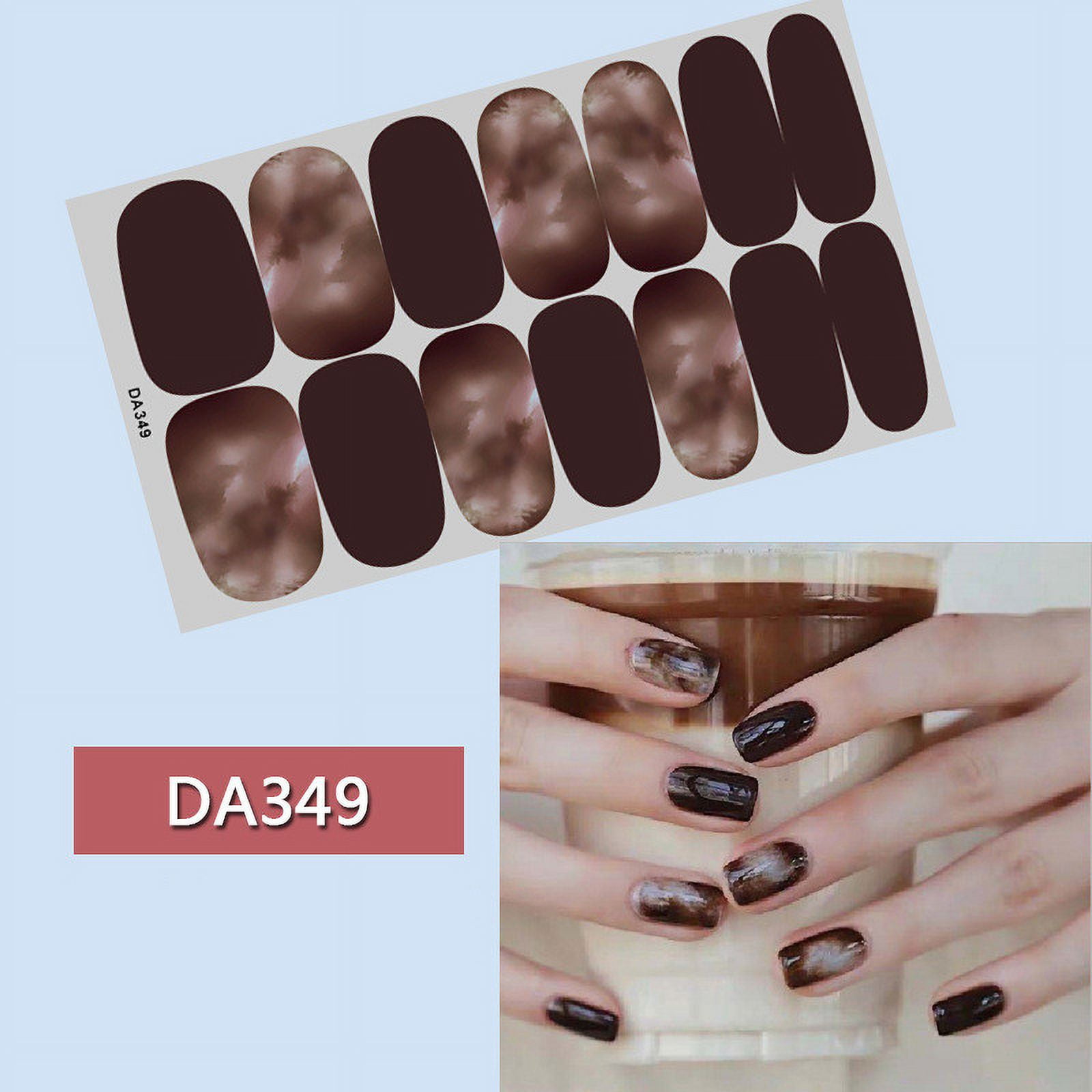 Baking Free Full Cover Colorful 3D Nail Stickers Warps Adhesive Decals