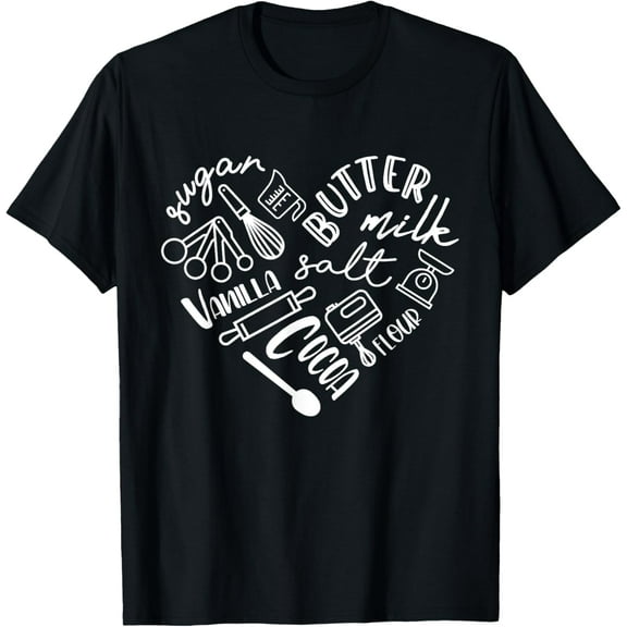 Baking Heart Shirt For Baker Pastry Chef Or Cook T-Shirt100% pure cotton short-sleeved shirt for both men and women