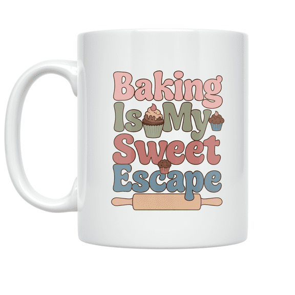 Baking Is My Sweet Escape - Baking Enthusiast - 11 oz Ceramic Coffee Mug