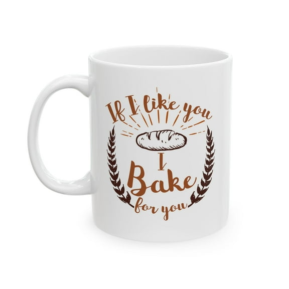 Baking Love 11 oz Coffee Mug - Funny Gift for Bakers White Ceramic