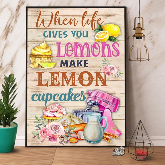 Baking Make Lemon Cupcakes Paper Poster No Frame Matte Wall Art Decor 11 x 17 Inch Poster