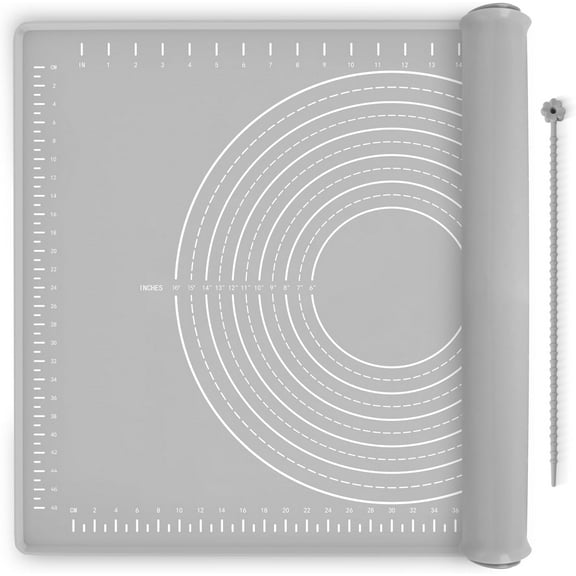 Baking Mat 24" x 16", Extra Thick Dough Rolling Mat with Measurements and Edge Heightening, Non-  Grade  Pastry Mat for for Pastry, Bread, Cookies, Pizza, Fondant, Pasta