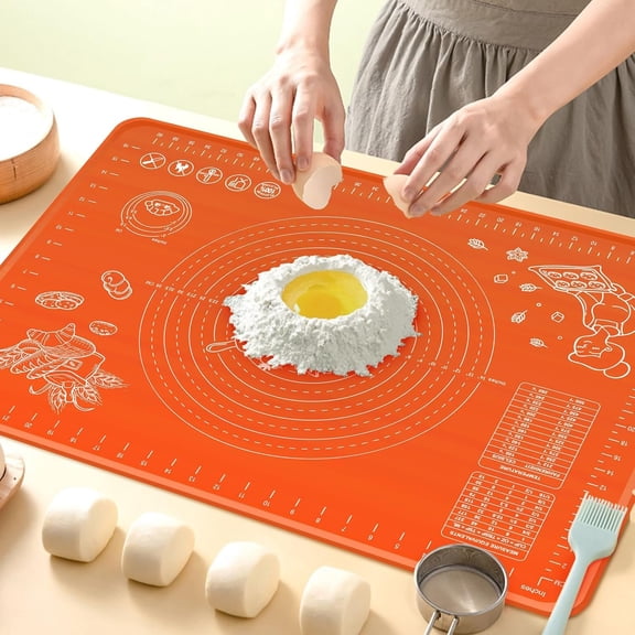 Baking Mat 28" x 20" Extra Thickness Dough Rolling Mat with Measurements and Heightening, Non-stick Grade Pastry Mat for Pastry, Bread, Cookies, Pizza, Fondant, Pasta-Red