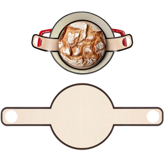 LIOOBO Non Stick Brown Baking Mat for Bread with Fiberglass and Long Handles