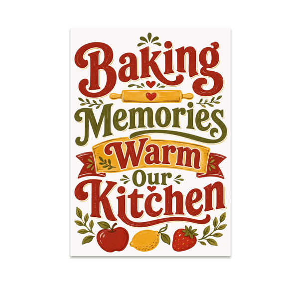 Baking Memories Warm Our Kitchen - Family Kitchen Decor - 13x19 Poster Print