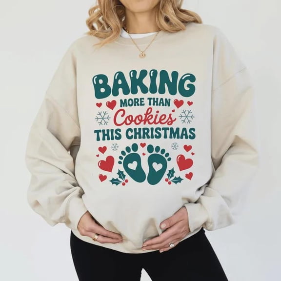 Baking More Than Cookies This Xmas Shirt & Sweatshirt, Pregnancy Announcement Holiday Tee, Gingerbread Baby Reveal Xmas Top - Sizes S-5XL ,MinimalTee